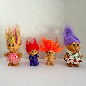 Vintage 80s 90s Troll Dolls Lot of 4, Russ Dam Bright of America